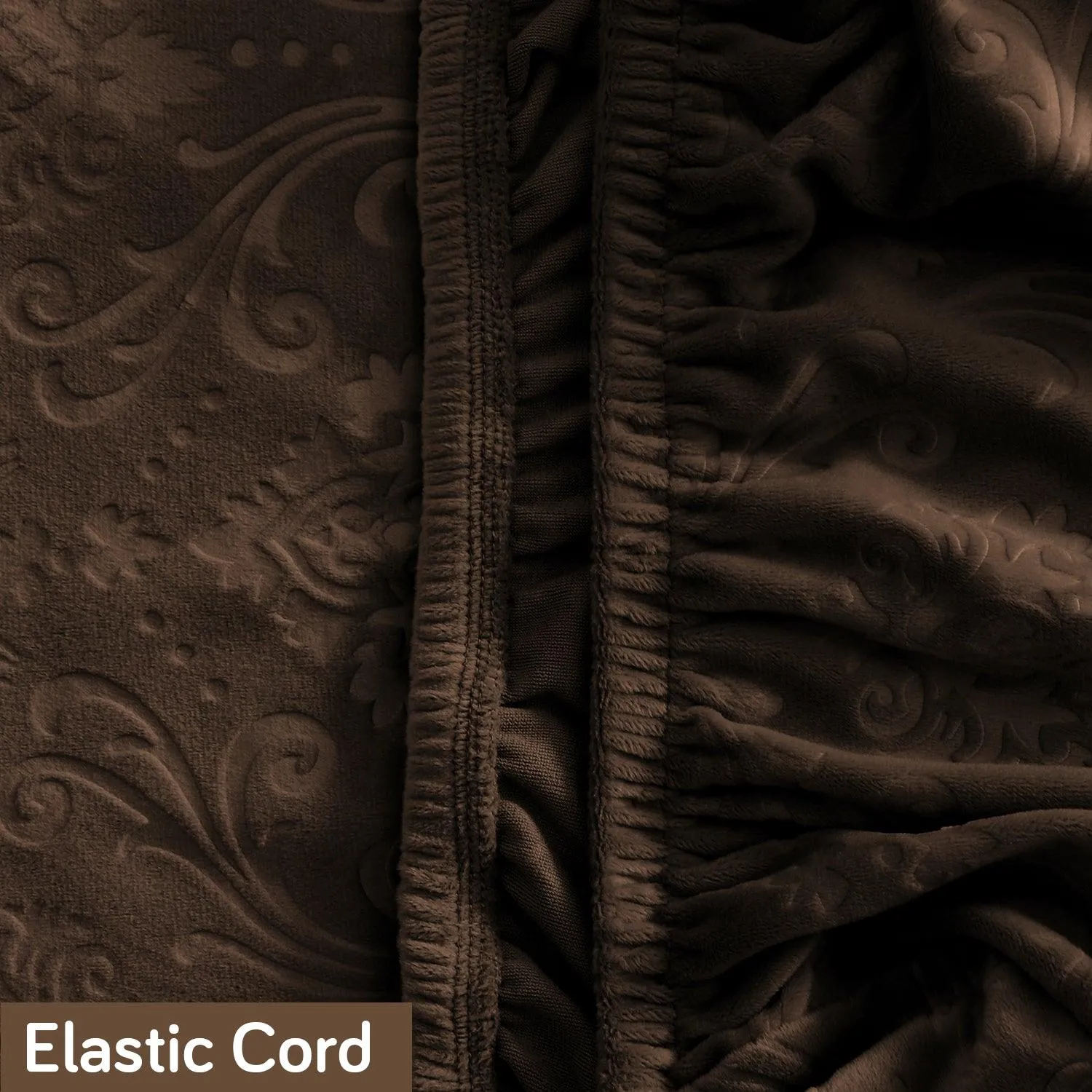 Premium Embossed Velvet Chair Cover Set of 1/2/4/6, Brown