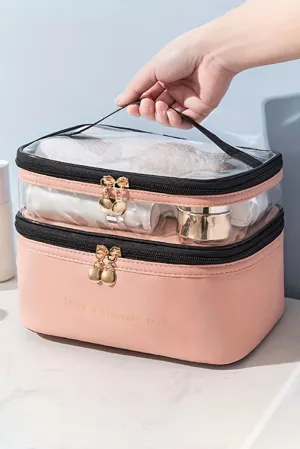 PREORDER! ETA 3/01 Pleasant Trip Beige Double Layer Cosmetic Case **SHIPPING EXPECTED TO BEGIN ON DATE 3/01**