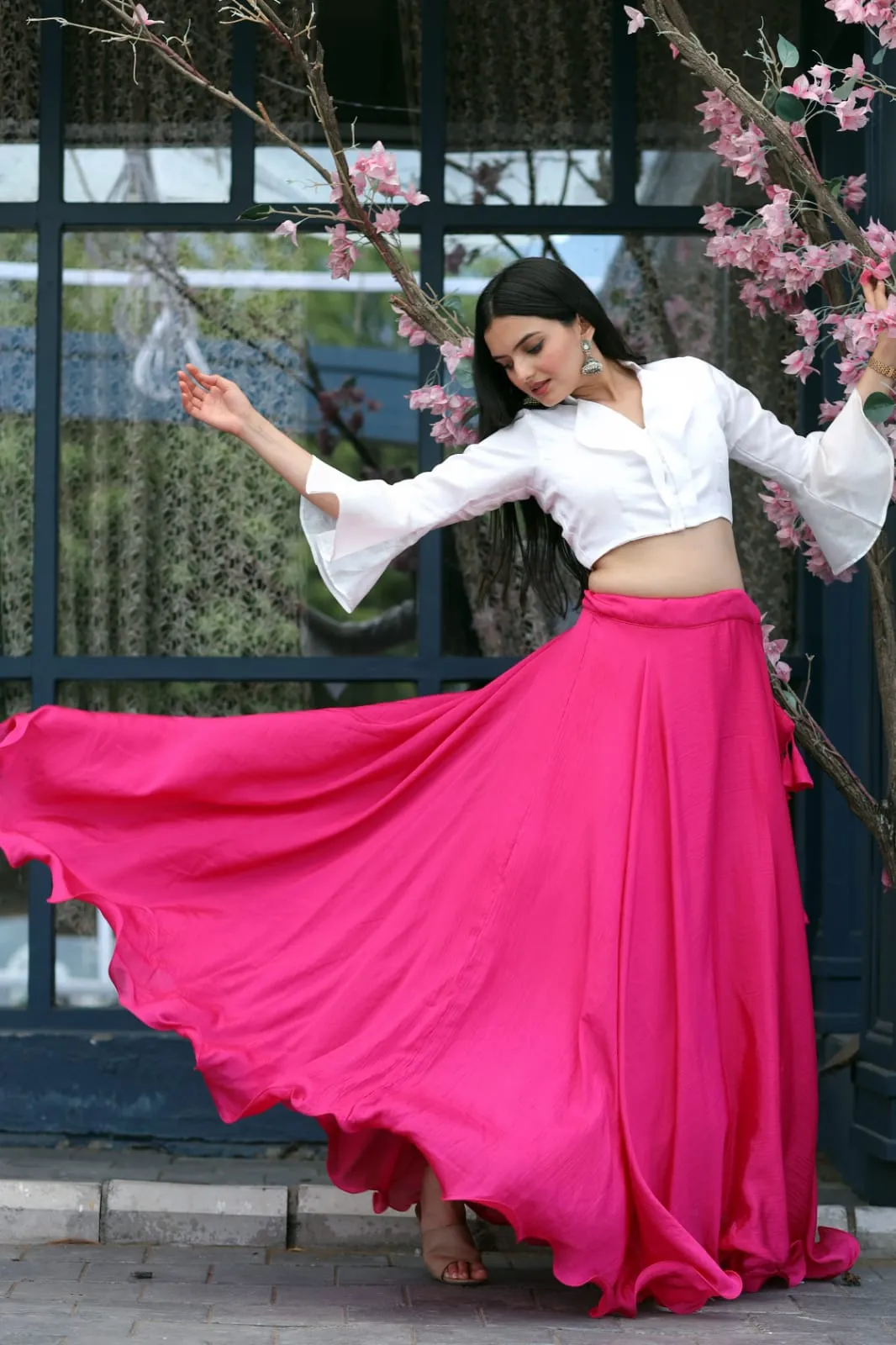 Pretty Pink Plain Lehenga With Stylish Blouse