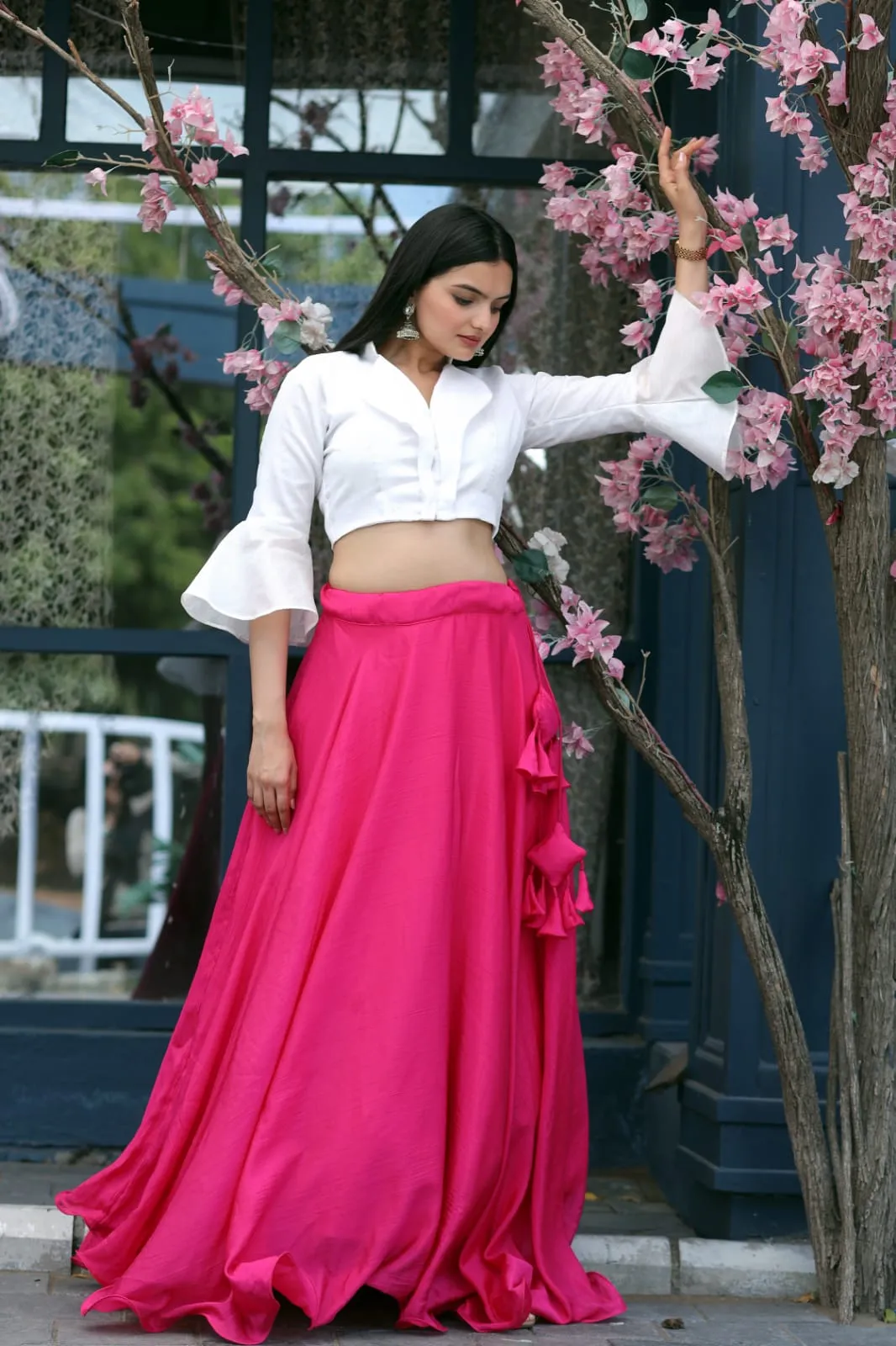 Pretty Pink Plain Lehenga With Stylish Blouse