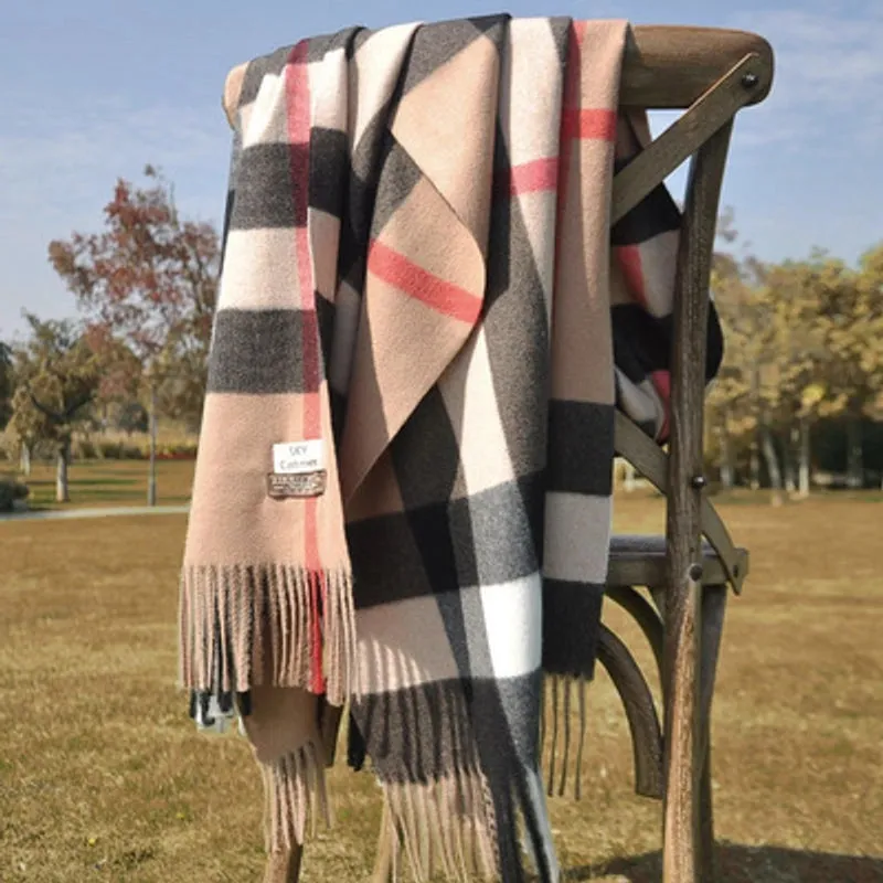 Pricked Hair Babag Autumn And Winter Korean Plaid Cashmere Scarf Women's  Thickened Tassel Women's Shawl Student