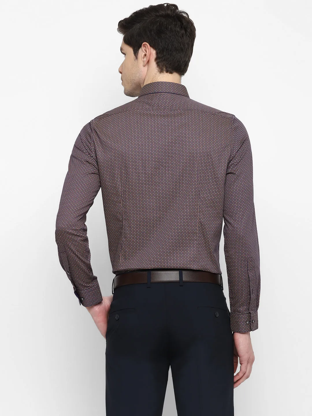 Printed Purple Slim Fit Formal Shirt