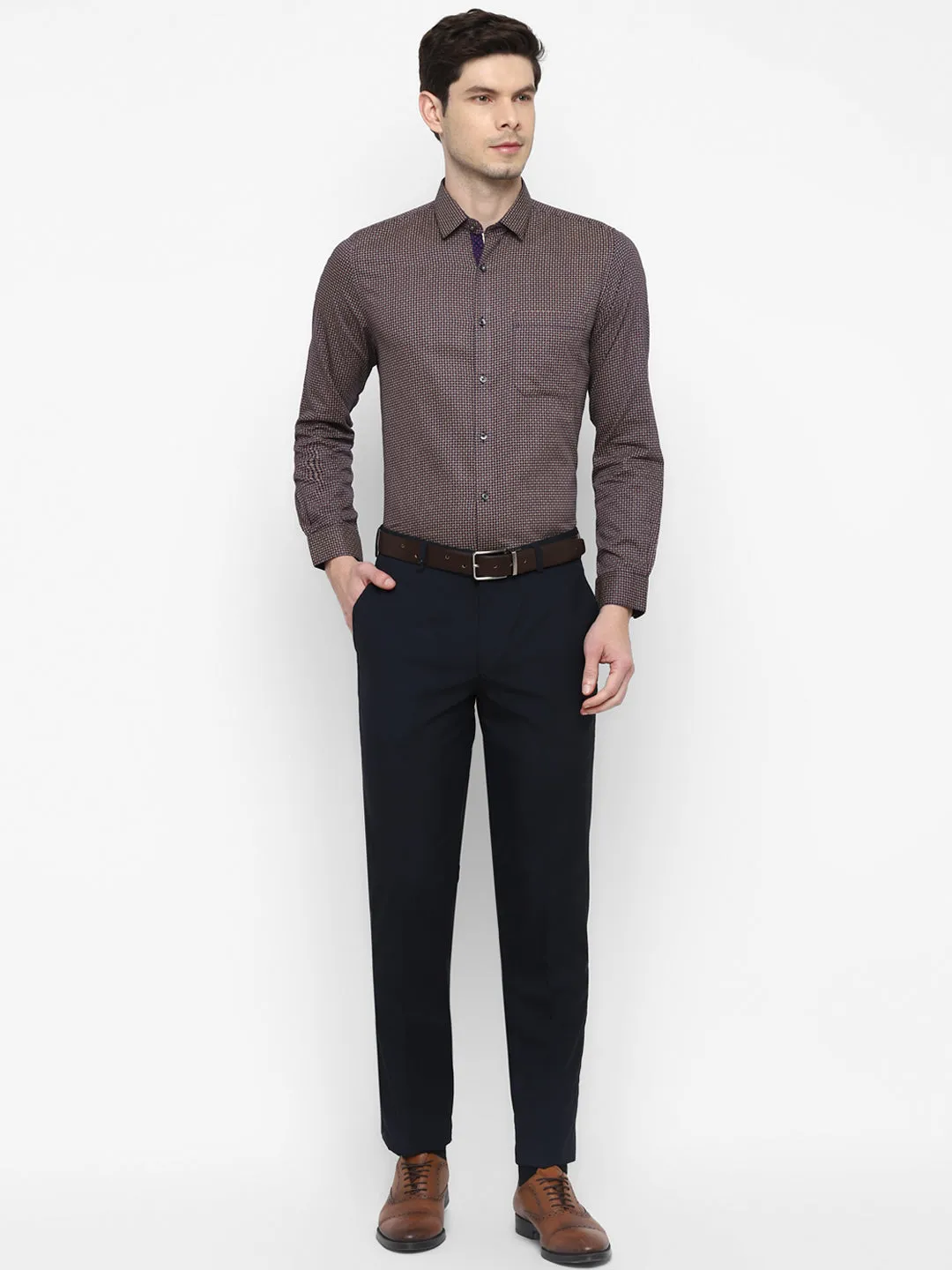 Printed Purple Slim Fit Formal Shirt