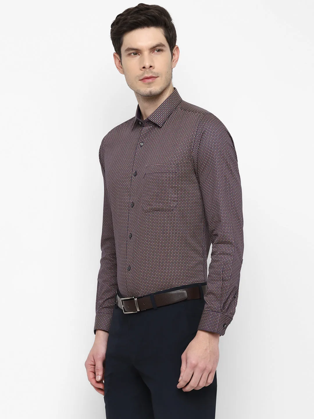 Printed Purple Slim Fit Formal Shirt