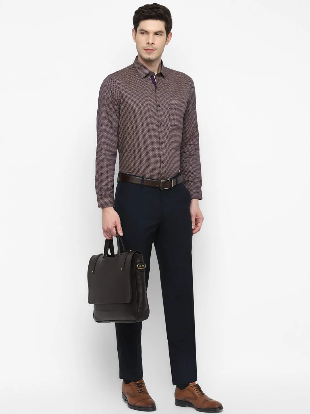 Printed Purple Slim Fit Formal Shirt