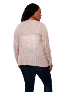 Printed Tie-Front Cardigan | TOASTED COCONUT/WHITE