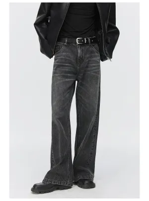 Pure cotton straight jeans