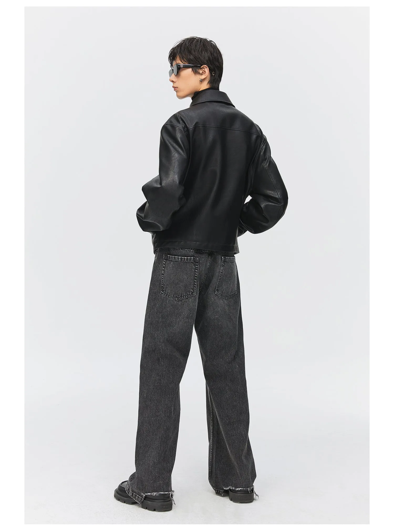 Pure cotton straight jeans