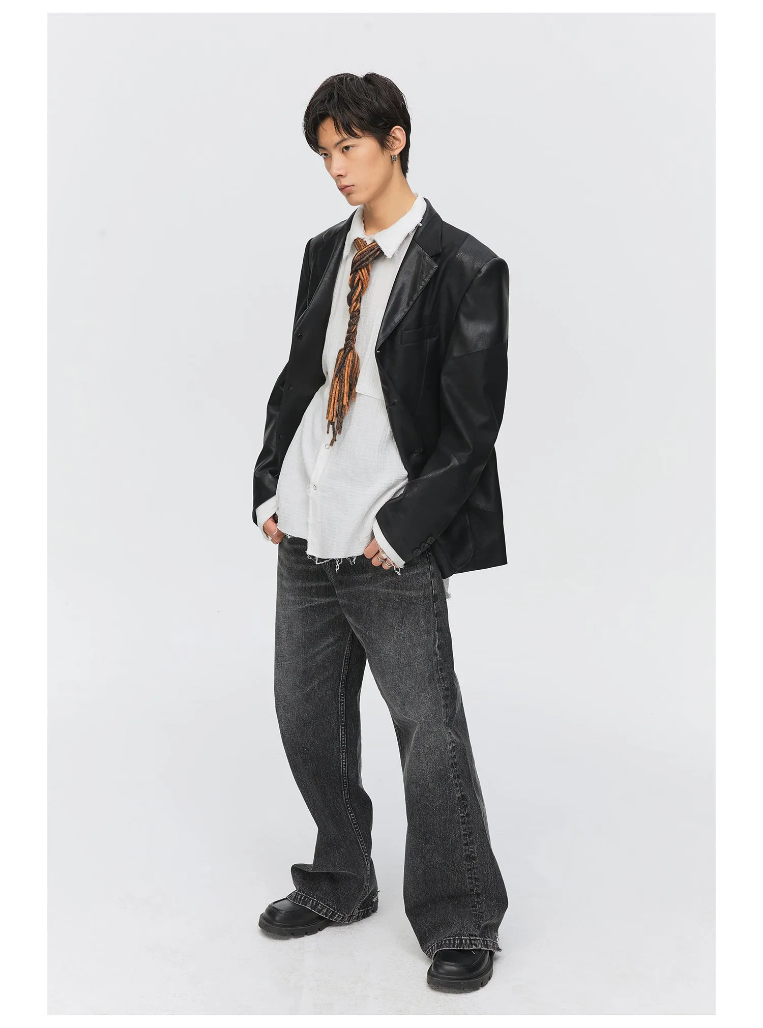 Pure cotton straight jeans