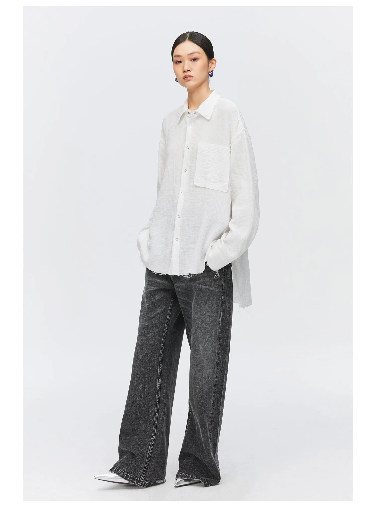 Pure cotton straight jeans