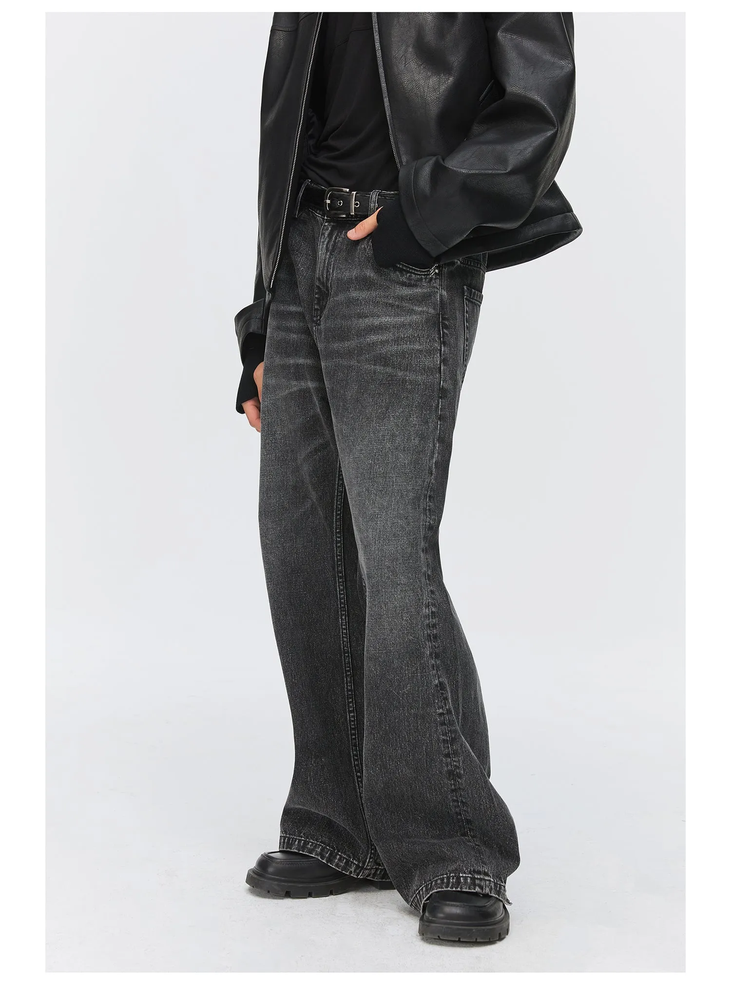 Pure cotton straight jeans
