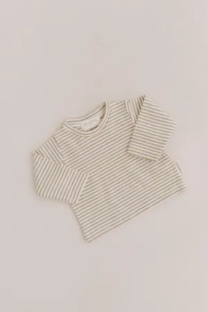 PURE WOOL SHIRT STRIPES BEIGE MELANGE