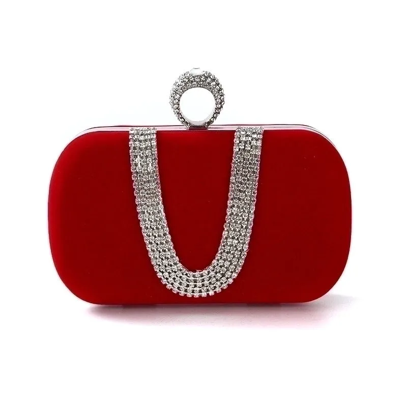 Purple Black Bright Red Solid Color Square Evening Bags