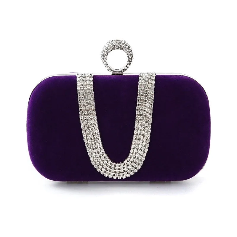 Purple Black Bright Red Solid Color Square Evening Bags