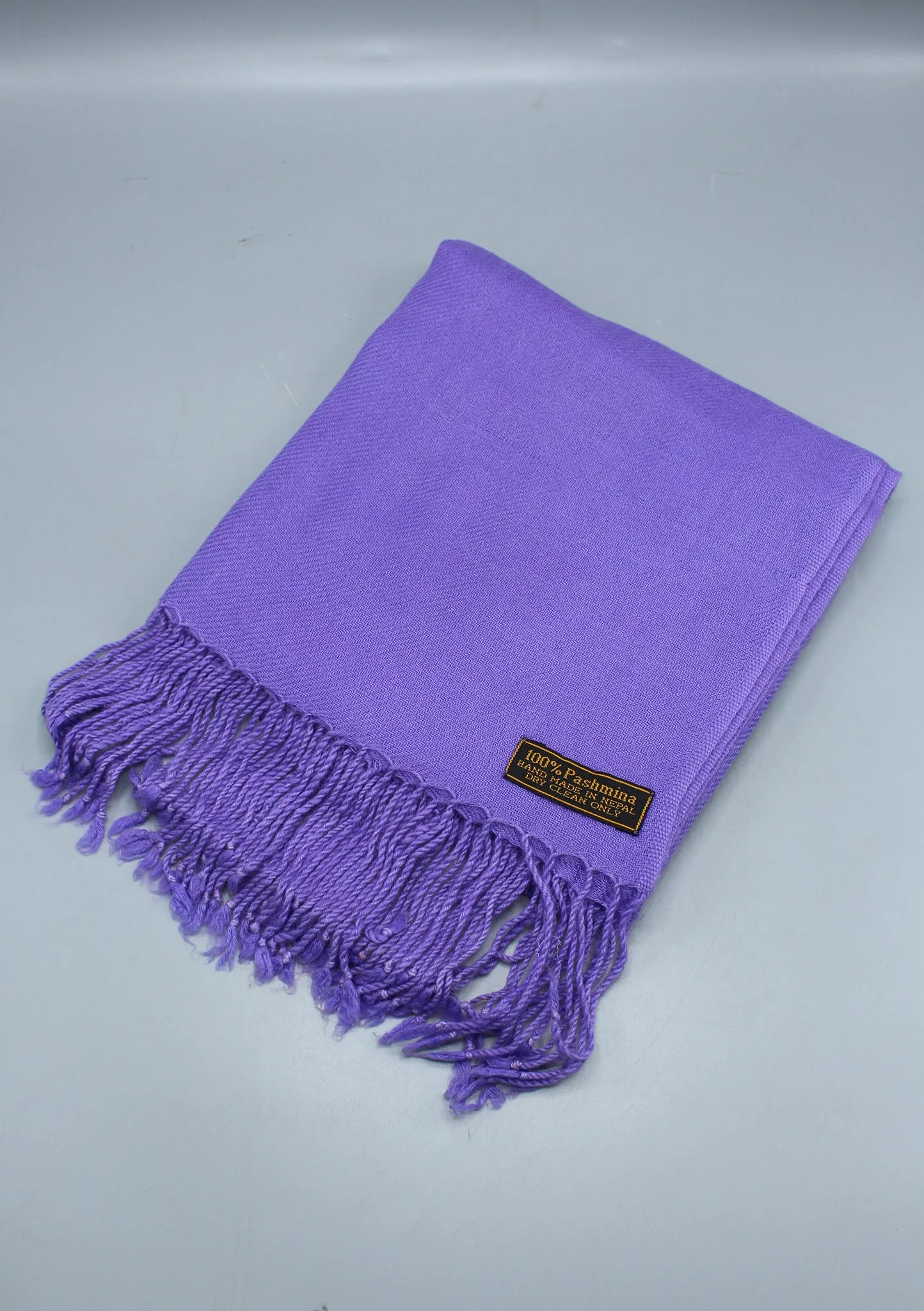 Purple Color Pure Pashmina Stole with Furka