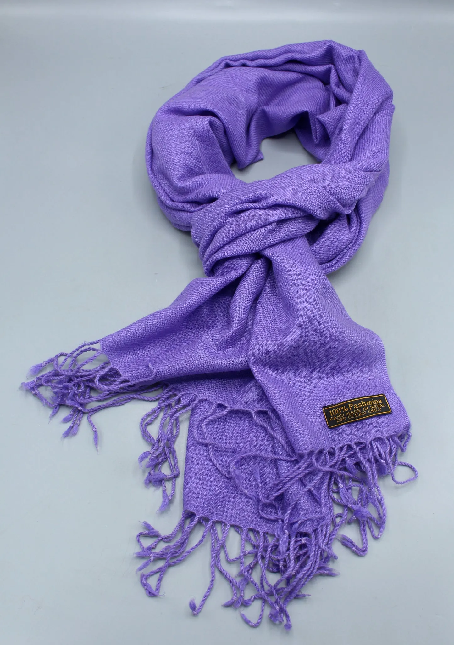 Purple Color Pure Pashmina Stole with Furka