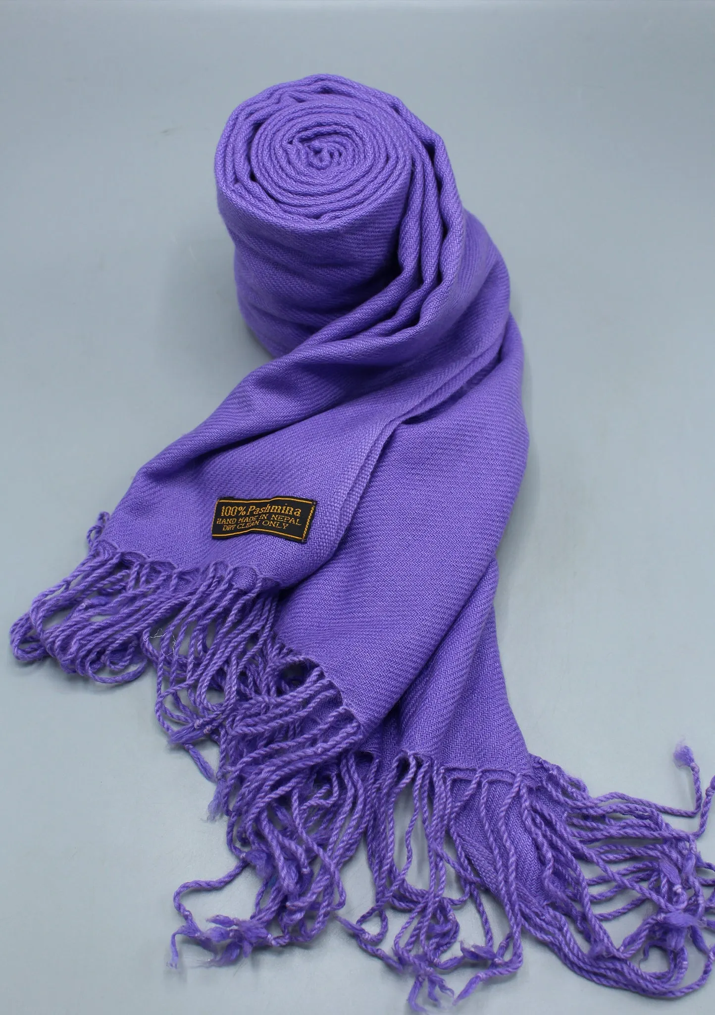 Purple Color Pure Pashmina Stole with Furka