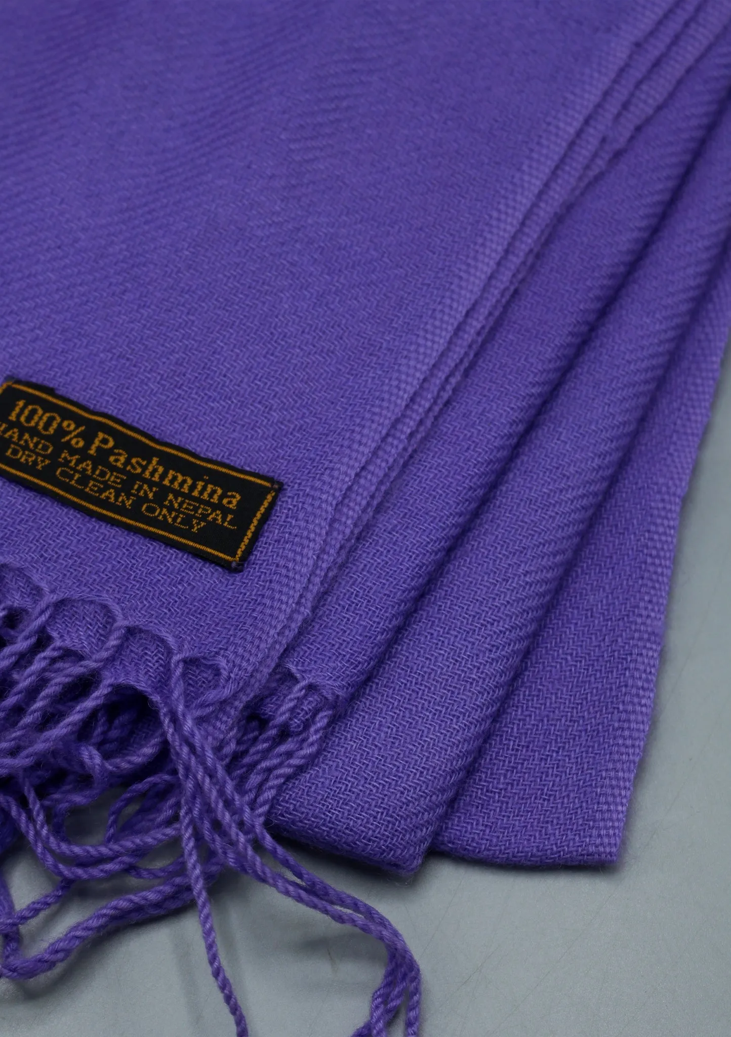Purple Color Pure Pashmina Stole with Furka