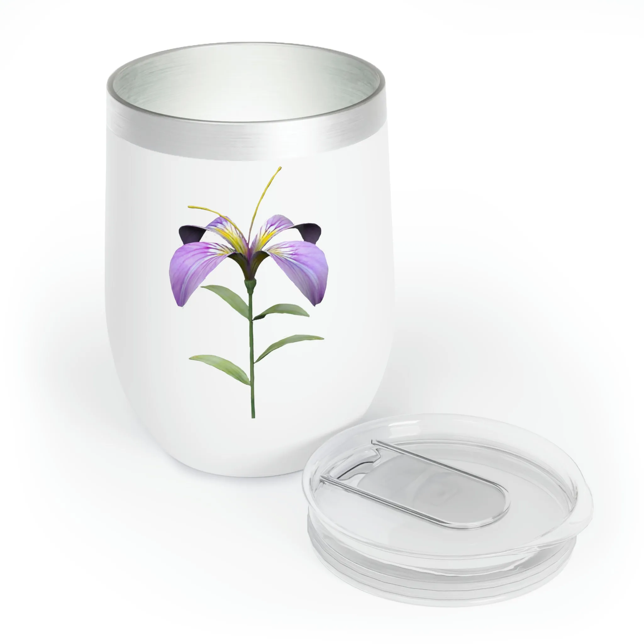 Purple Flower Chill Wine Tumbler