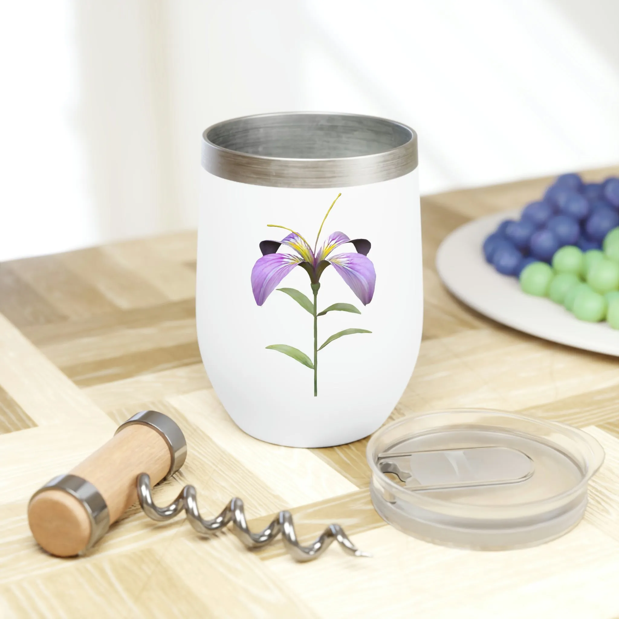 Purple Flower Chill Wine Tumbler