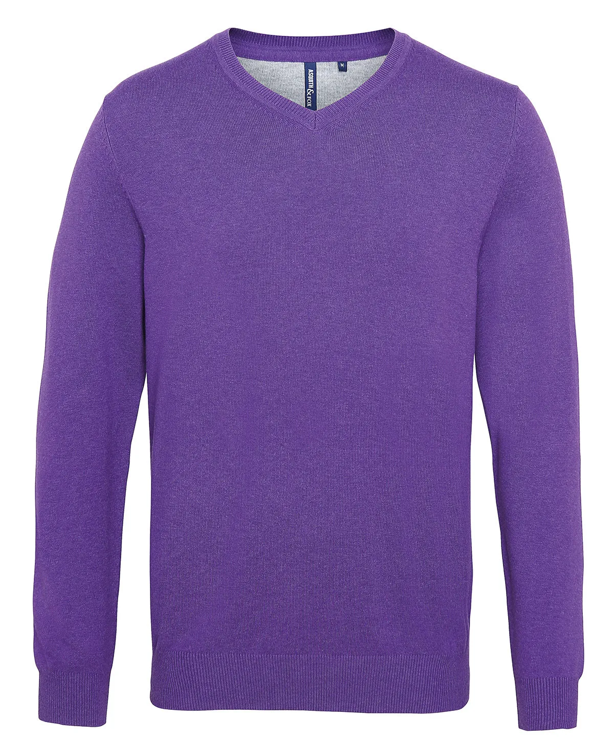 Purple Heather - Men's cotton blend v-neck sweater