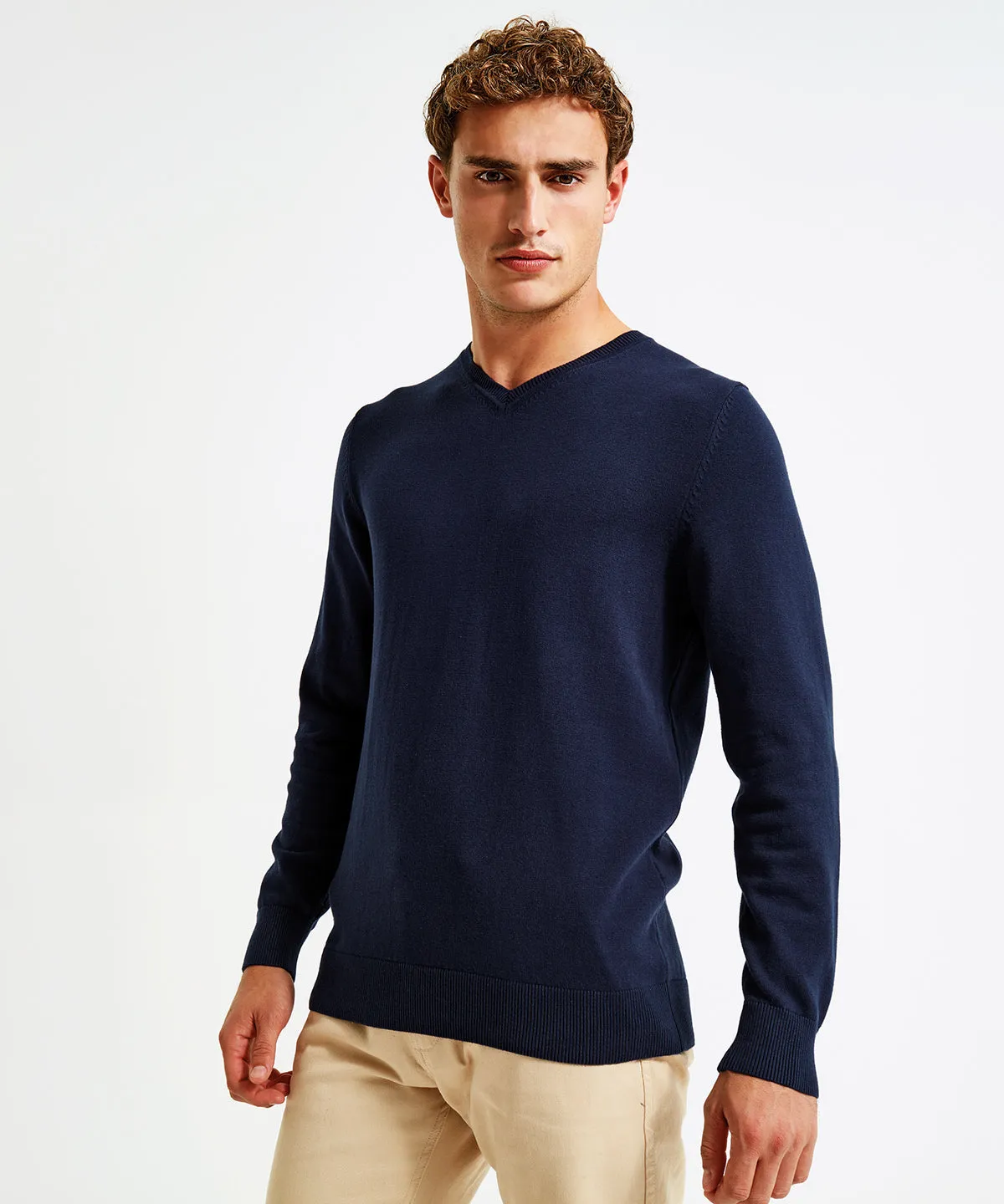 Purple Heather - Men's cotton blend v-neck sweater