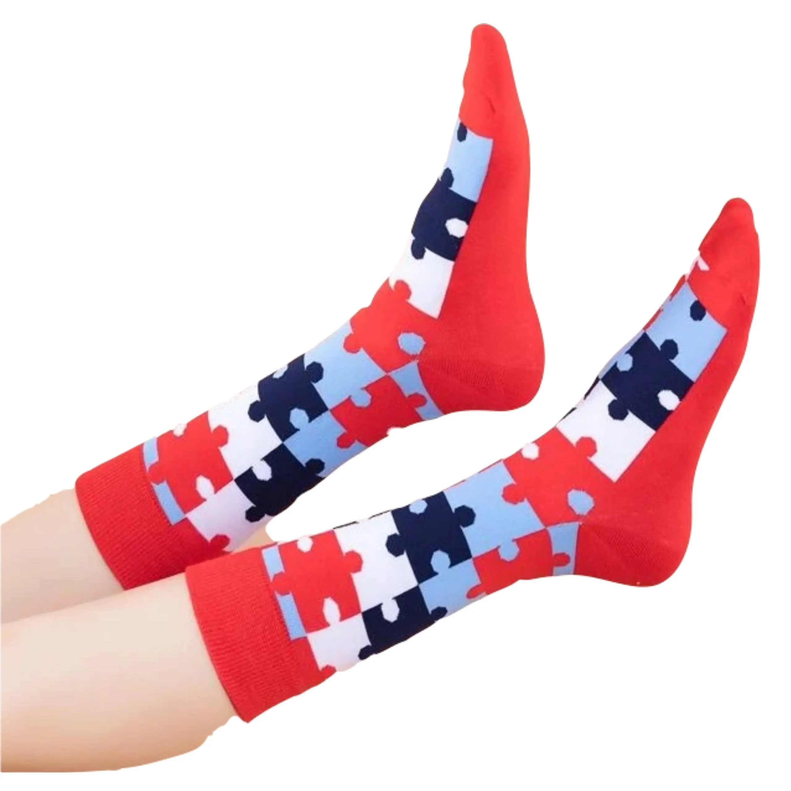 Puzzle Pieces Pattern Socks from the Sock Panda (Adult Large - Men's Shoe Sizes 8-12)