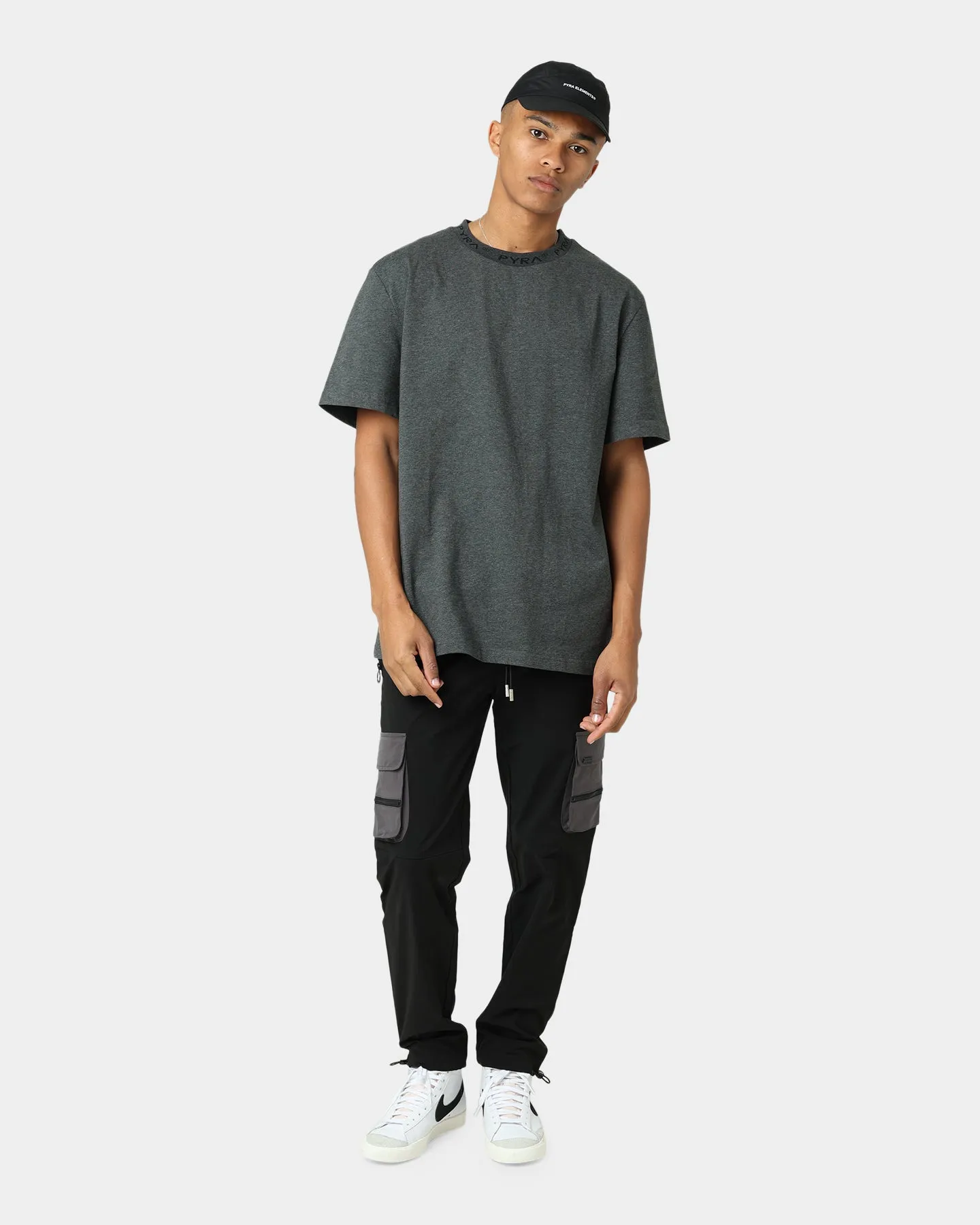 PYRA Jacquard Logo T-Shirt Grey Marle