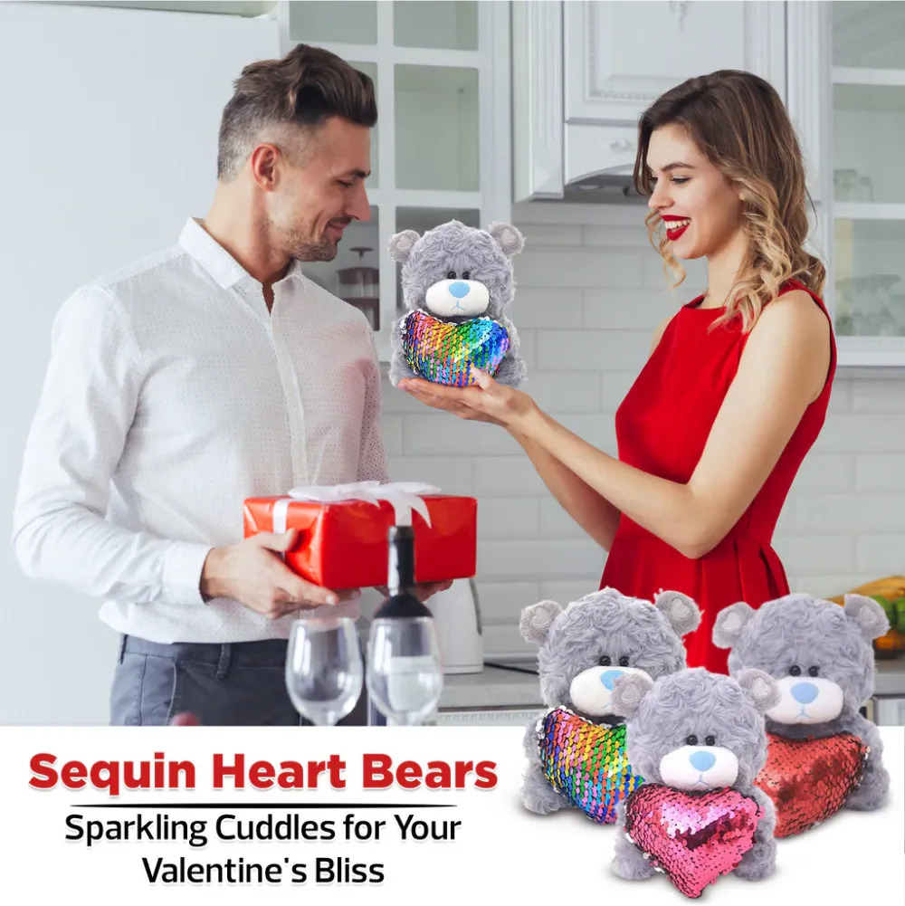 Qbeba Bears with Sequin Heart  6"