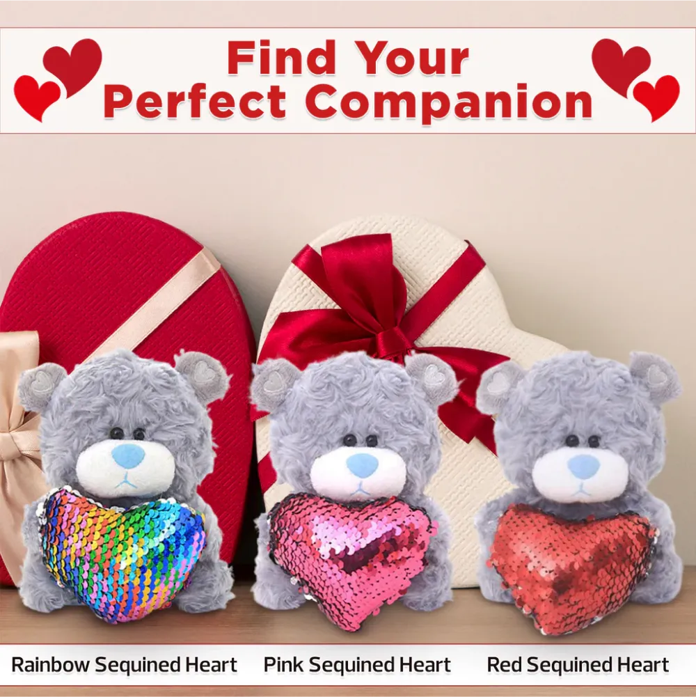 Qbeba Bears with Sequin Heart  6"