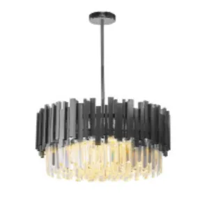 QL9010/550 8-Light Black Shard Crystal Layers Pendant Fixture