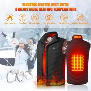 Quanzc Heated Vest USB Charging Lightweight Winter Warm Waistcoat for Walking Camping Ice Fishing Snowboarding Skiing