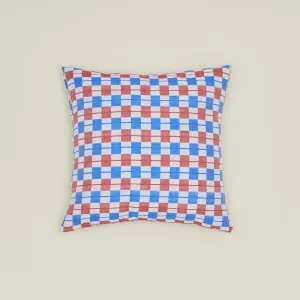 Quilted Checkered Pillow Cover - Red/Blue Checkered