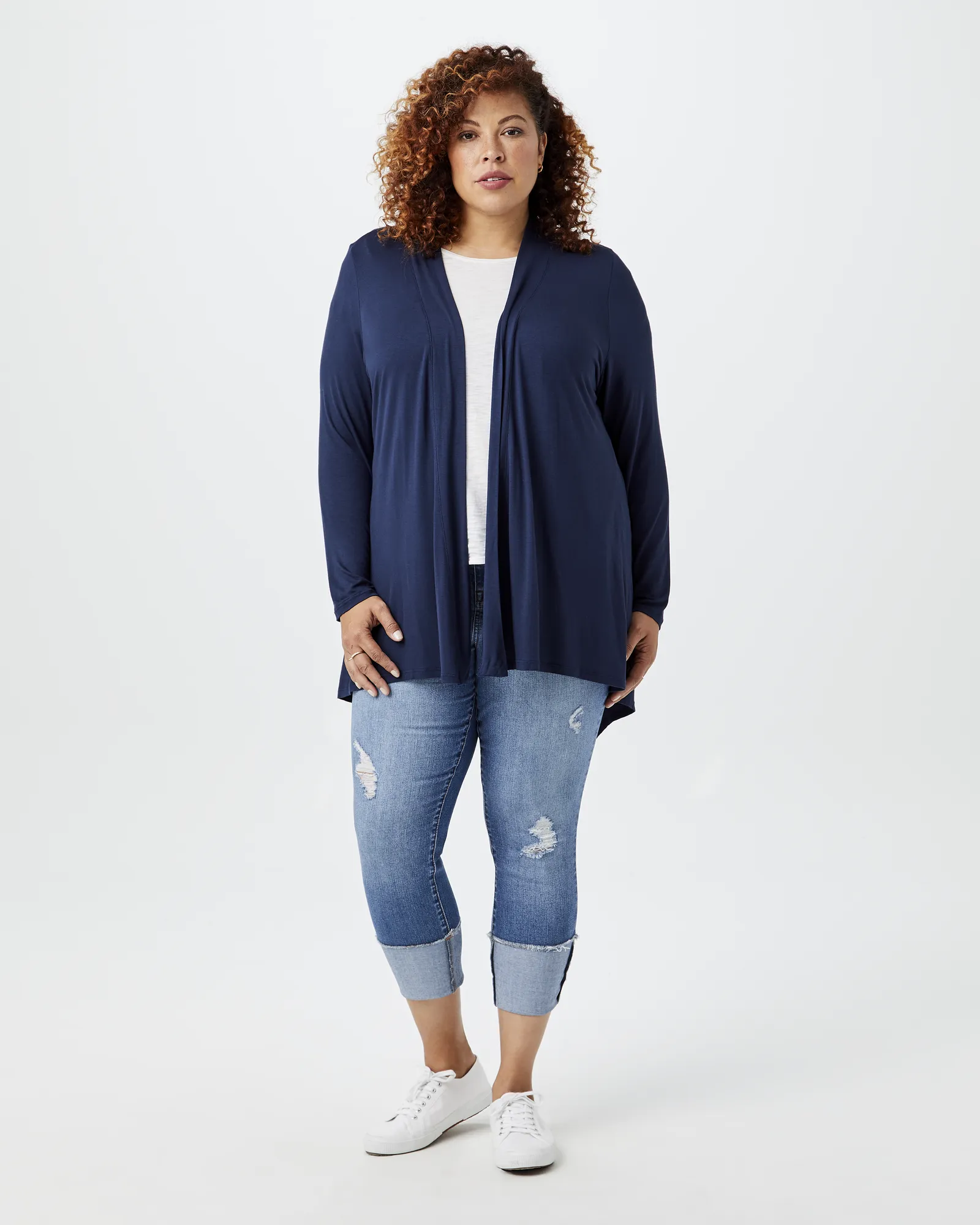 Quincy Split-Back Cardigan | Navy