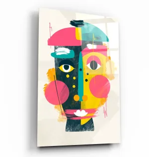 ・"Abstract Colorful Face V1"・Glass Wall Art