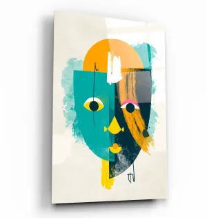・"Abstract Colorful Face V3"・Glass Wall Art