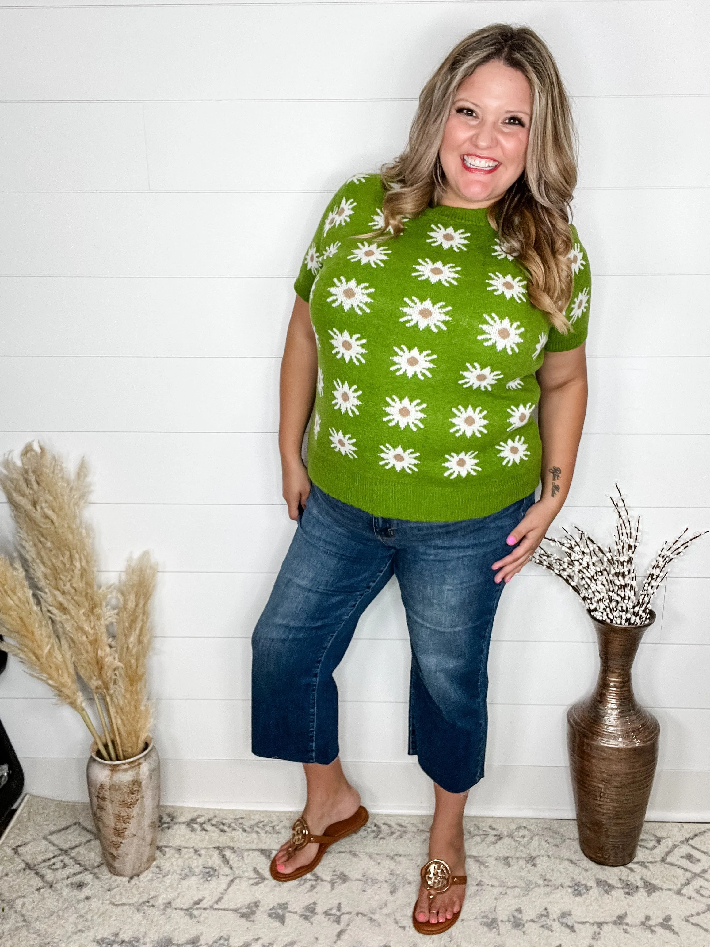 "Greenhouse" Short Sleeve Sweater