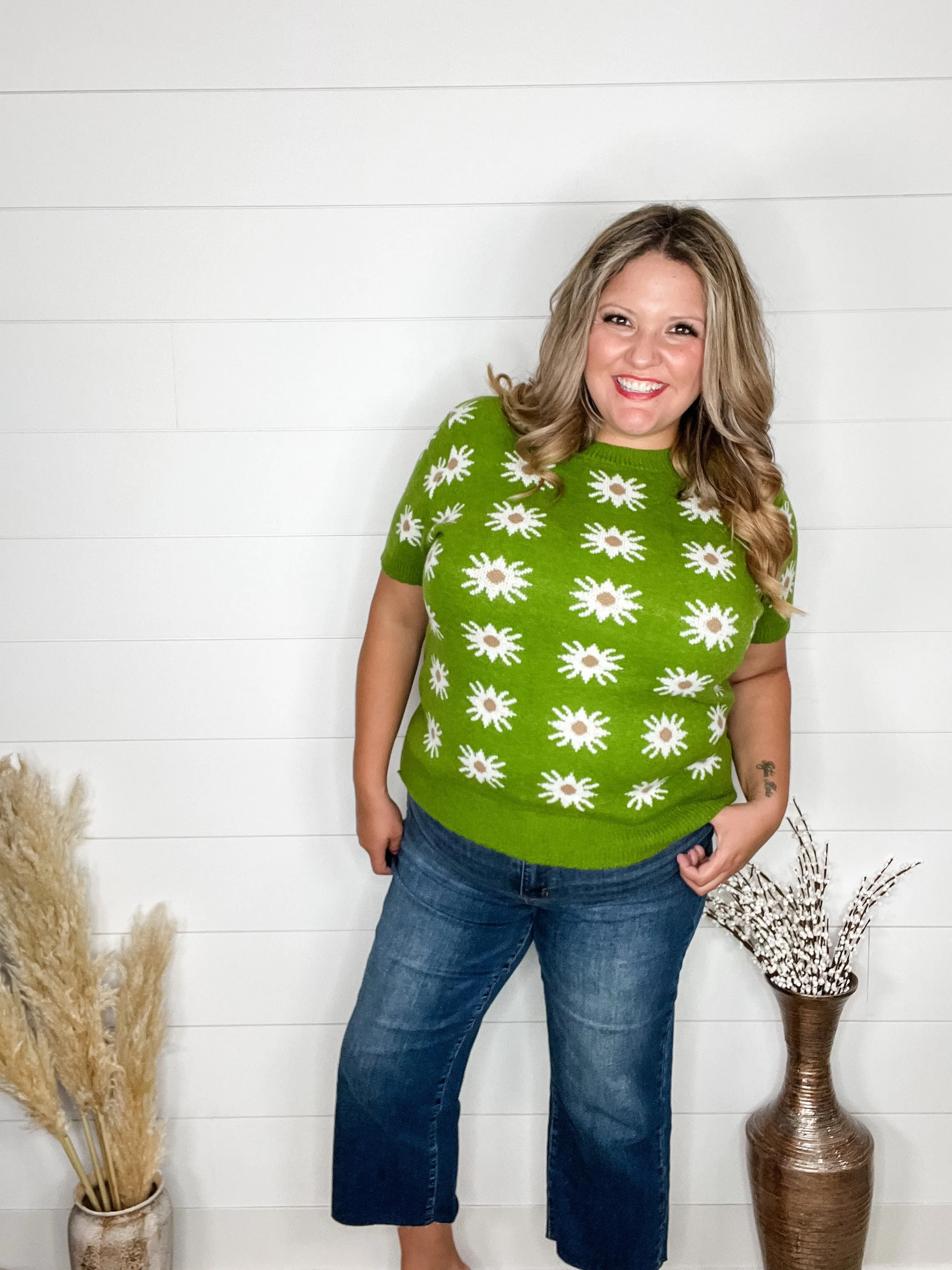 "Greenhouse" Short Sleeve Sweater