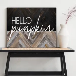 "Hello Pumpkin" Modern Fall Sign - Cozy Neutral Farmhouse Fall Decor Canvas Print