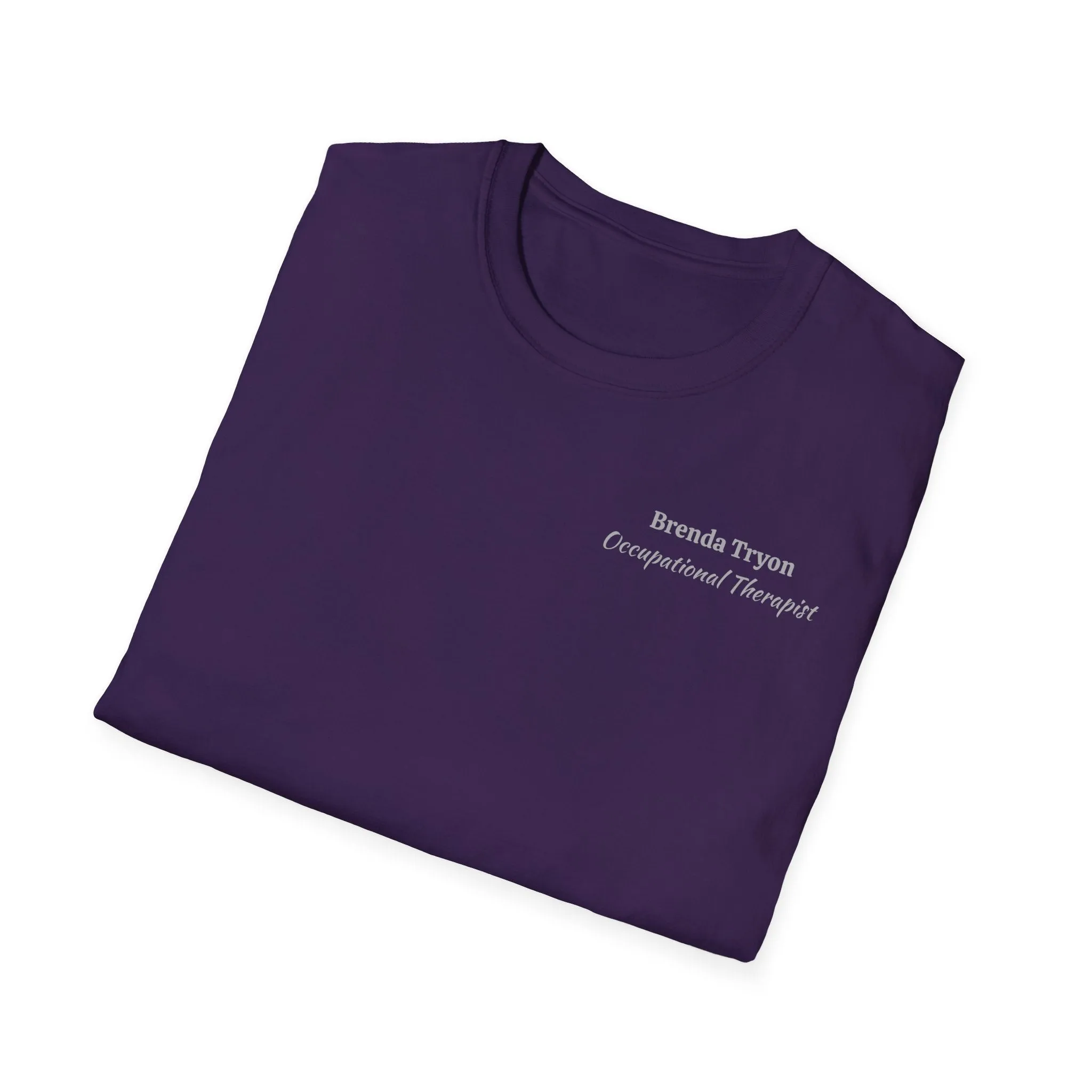 "Personalized" ClearSky Rehabilitation Hospital [Brenda Tryon- Occupational Therapist] [Front/Back Logo] | Unisex Softstyle T-Shirt