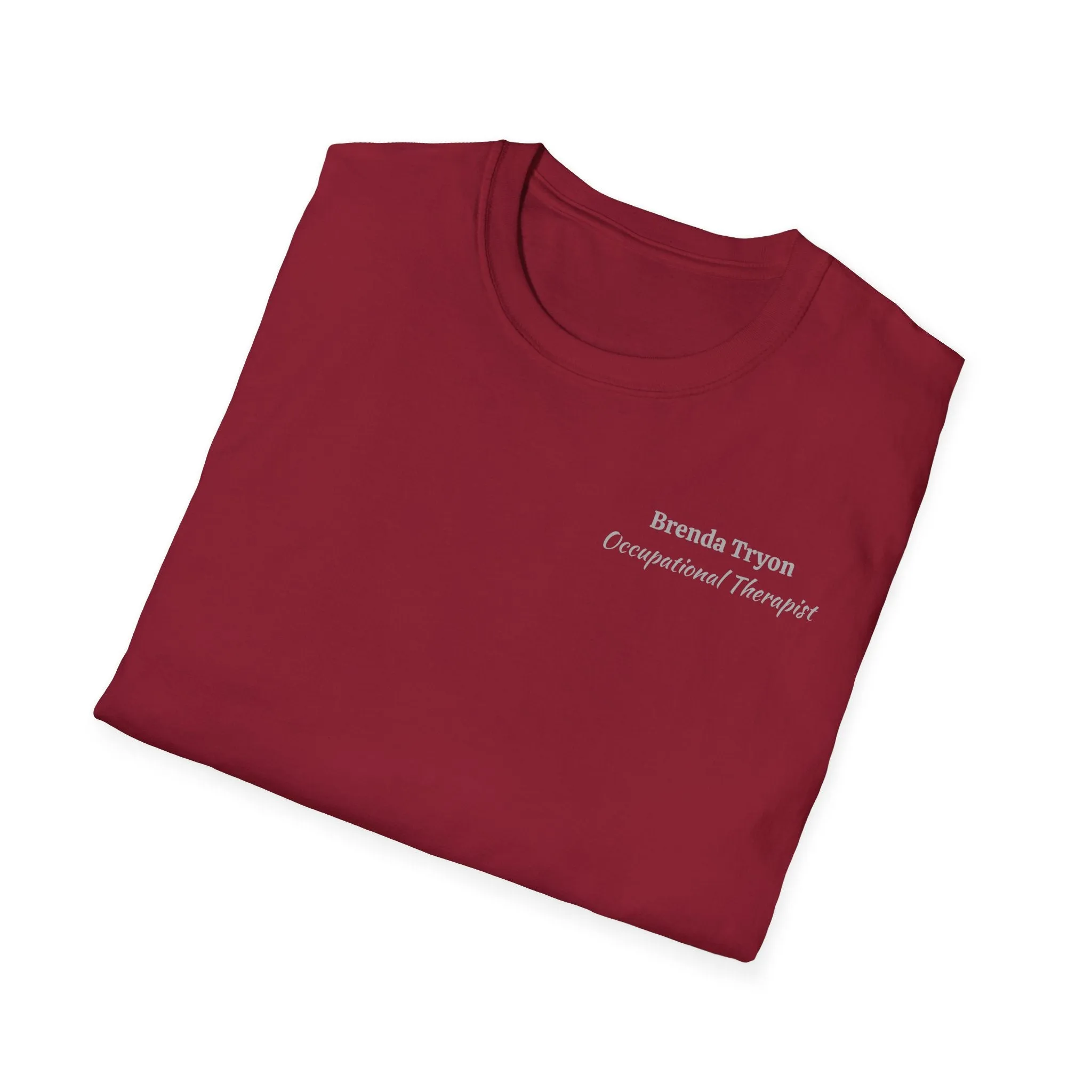 "Personalized" ClearSky Rehabilitation Hospital [Brenda Tryon- Occupational Therapist] [Front/Back Logo] | Unisex Softstyle T-Shirt