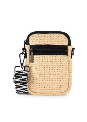 Raffia Crossbody W/Black Trim