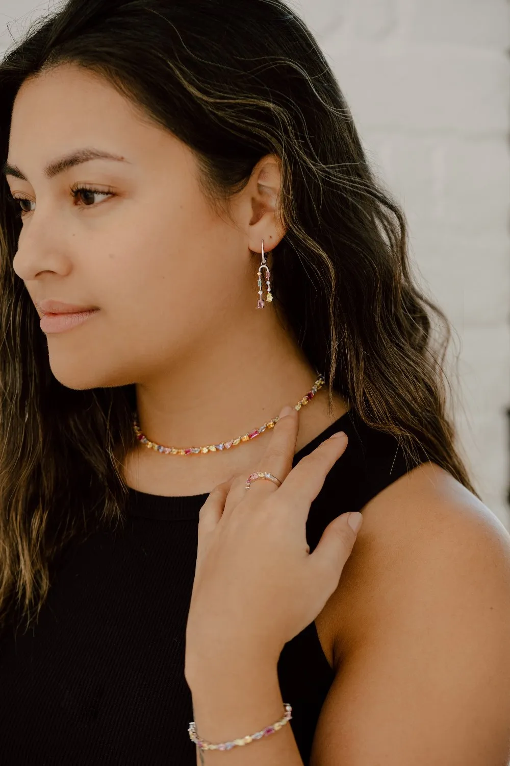 Rainbow CZ Tennis Necklace