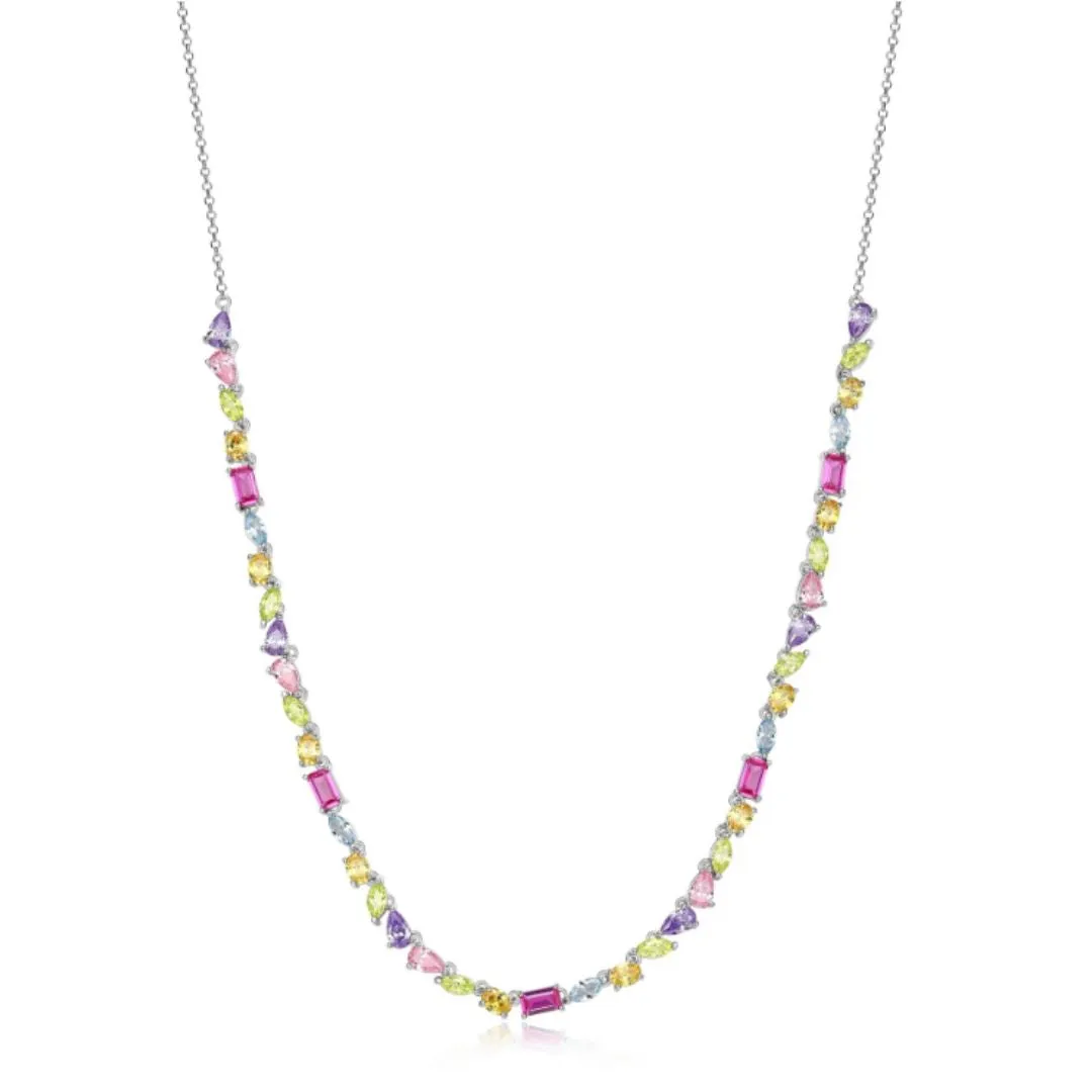 Rainbow CZ Tennis Necklace