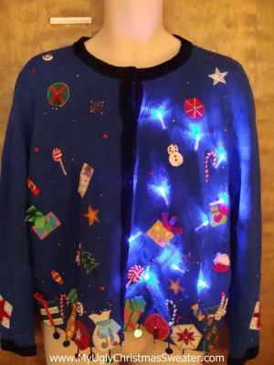 Raining Gifts Light Up Ugly Xmas Sweater