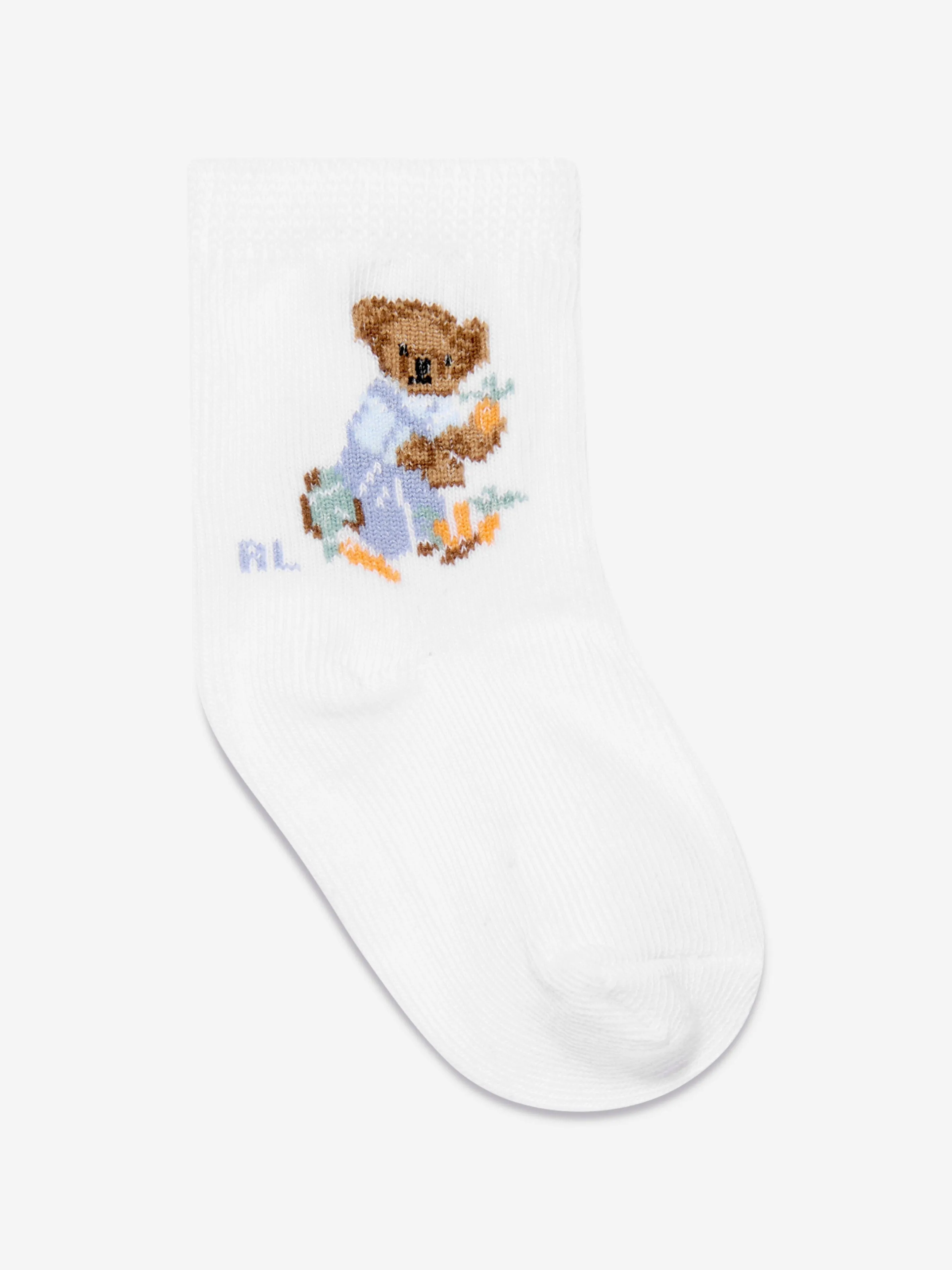 Ralph Lauren Baby Boys 3 Pack Bear Socks Set in Multicolour