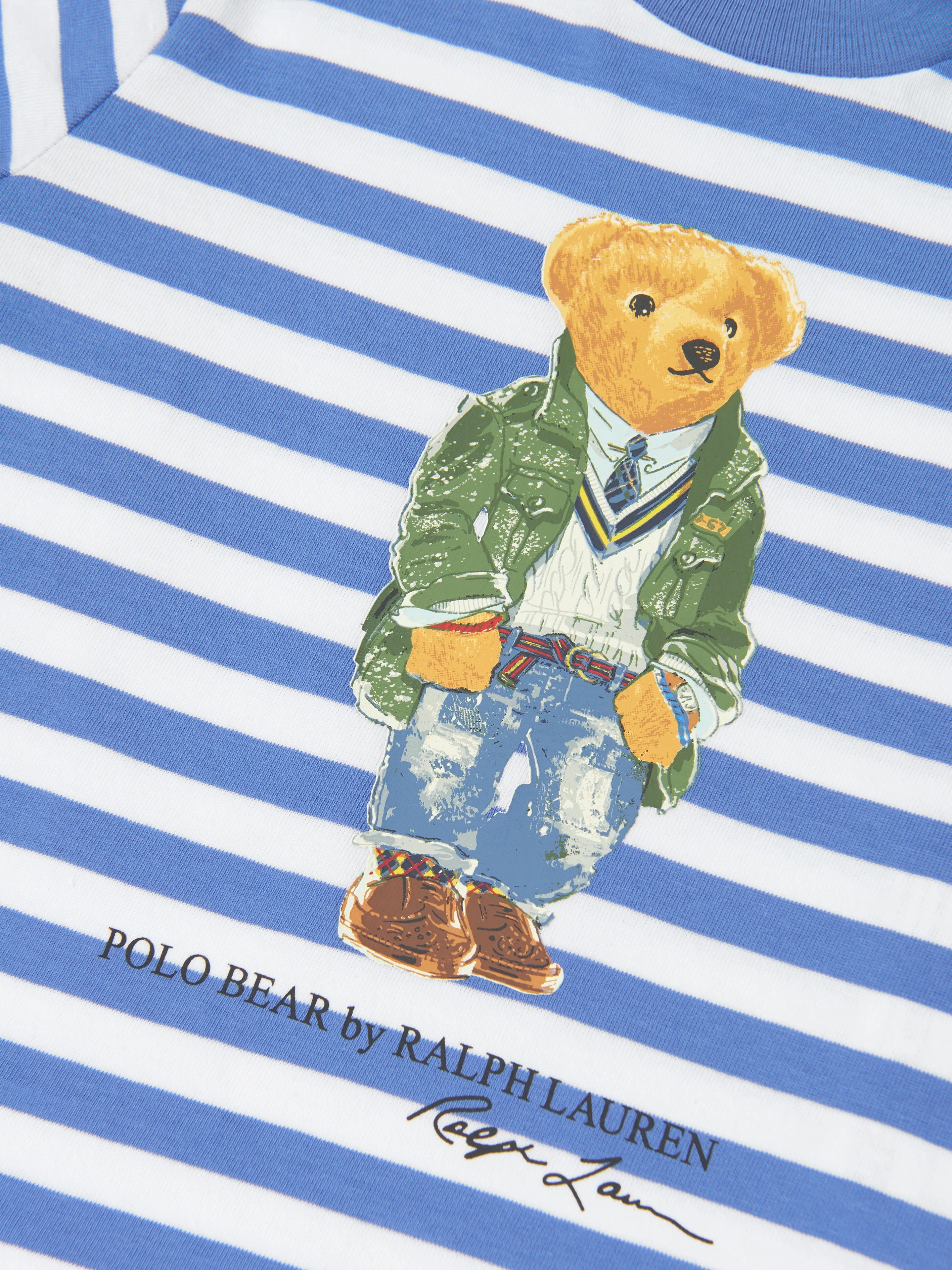 Ralph Lauren Boys Striped Bear T-Shirt in Blue