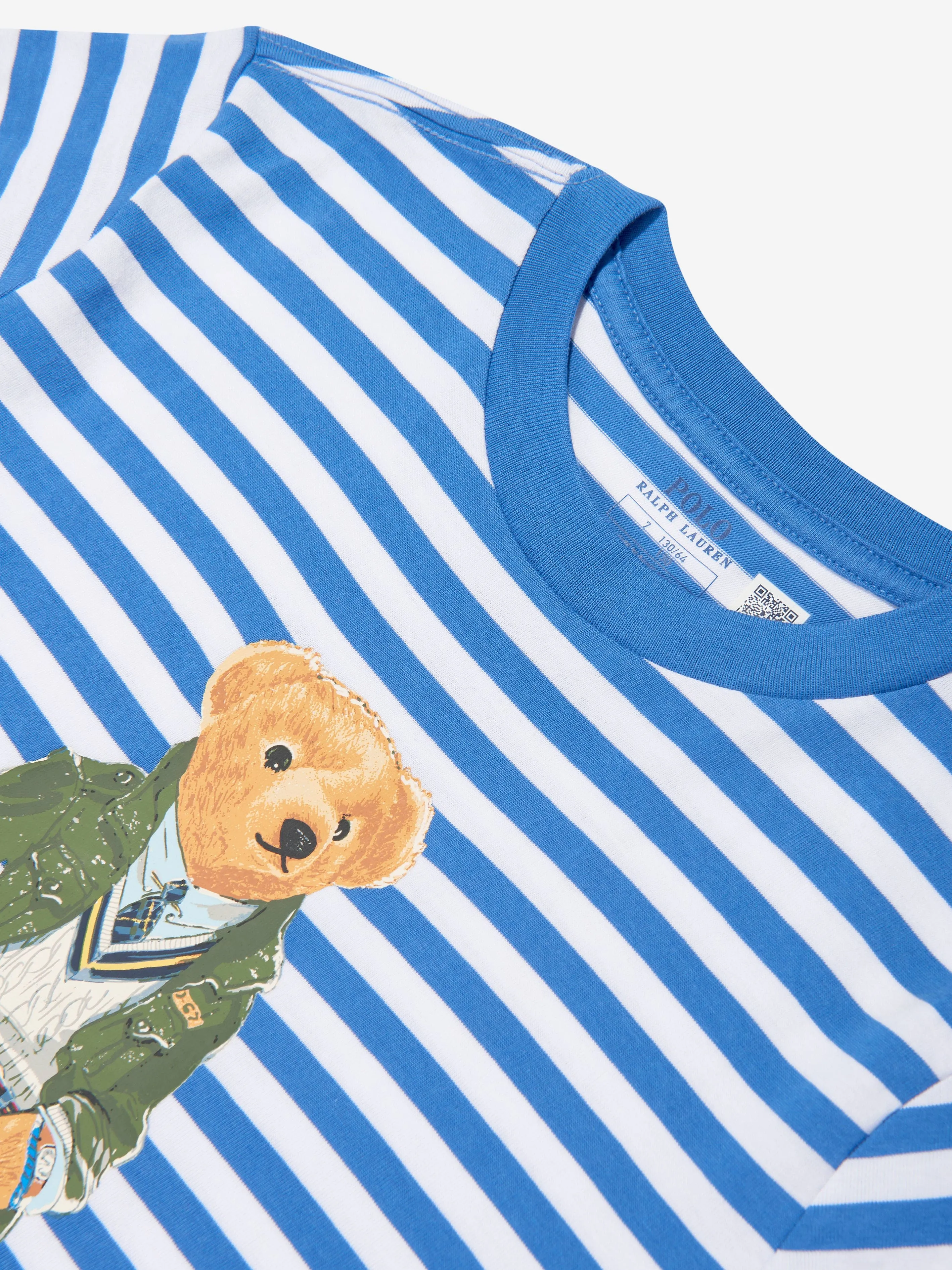 Ralph Lauren Boys Striped Bear T-Shirt in Blue