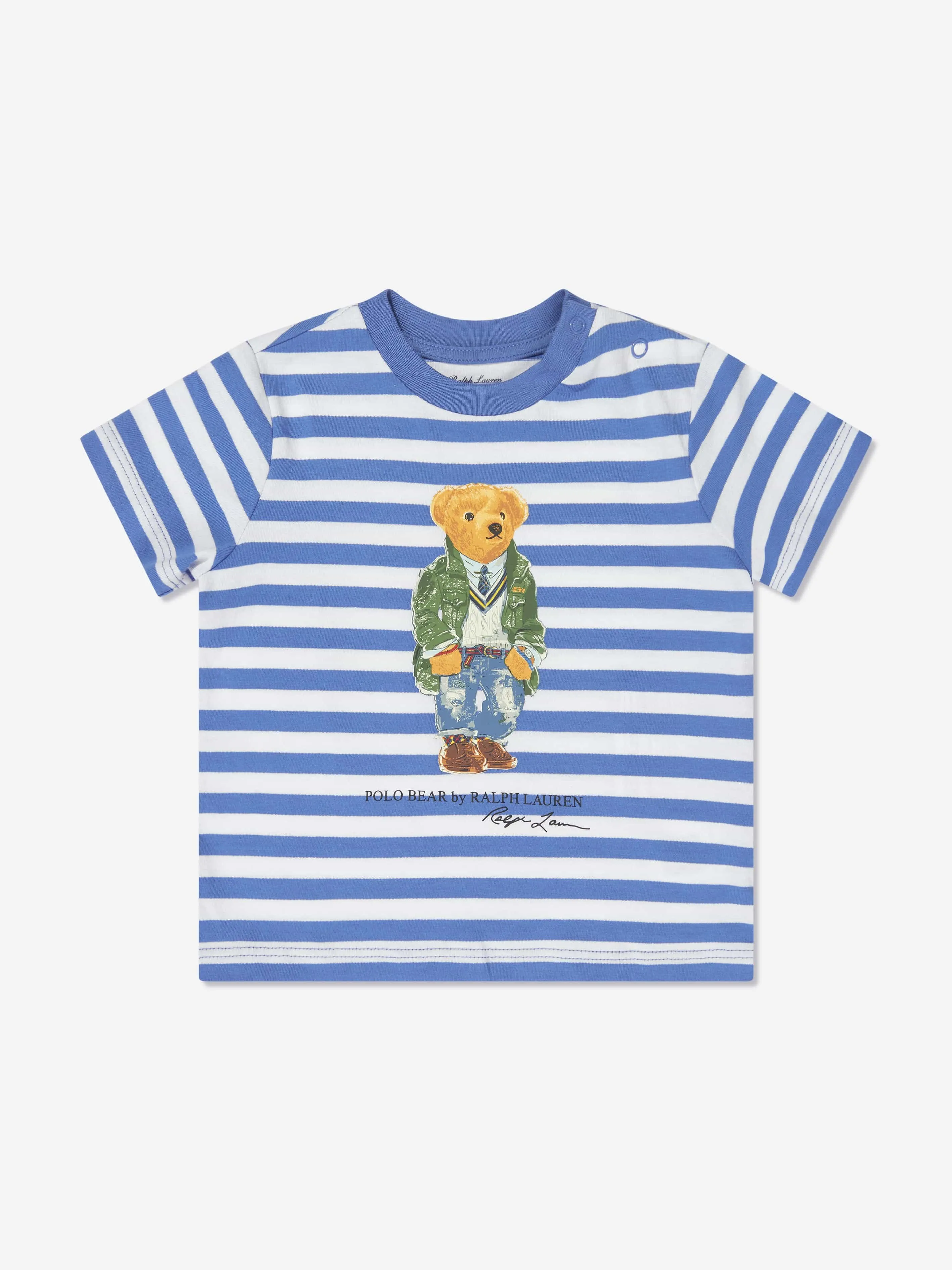 Ralph Lauren Boys Striped Bear T-Shirt in Blue