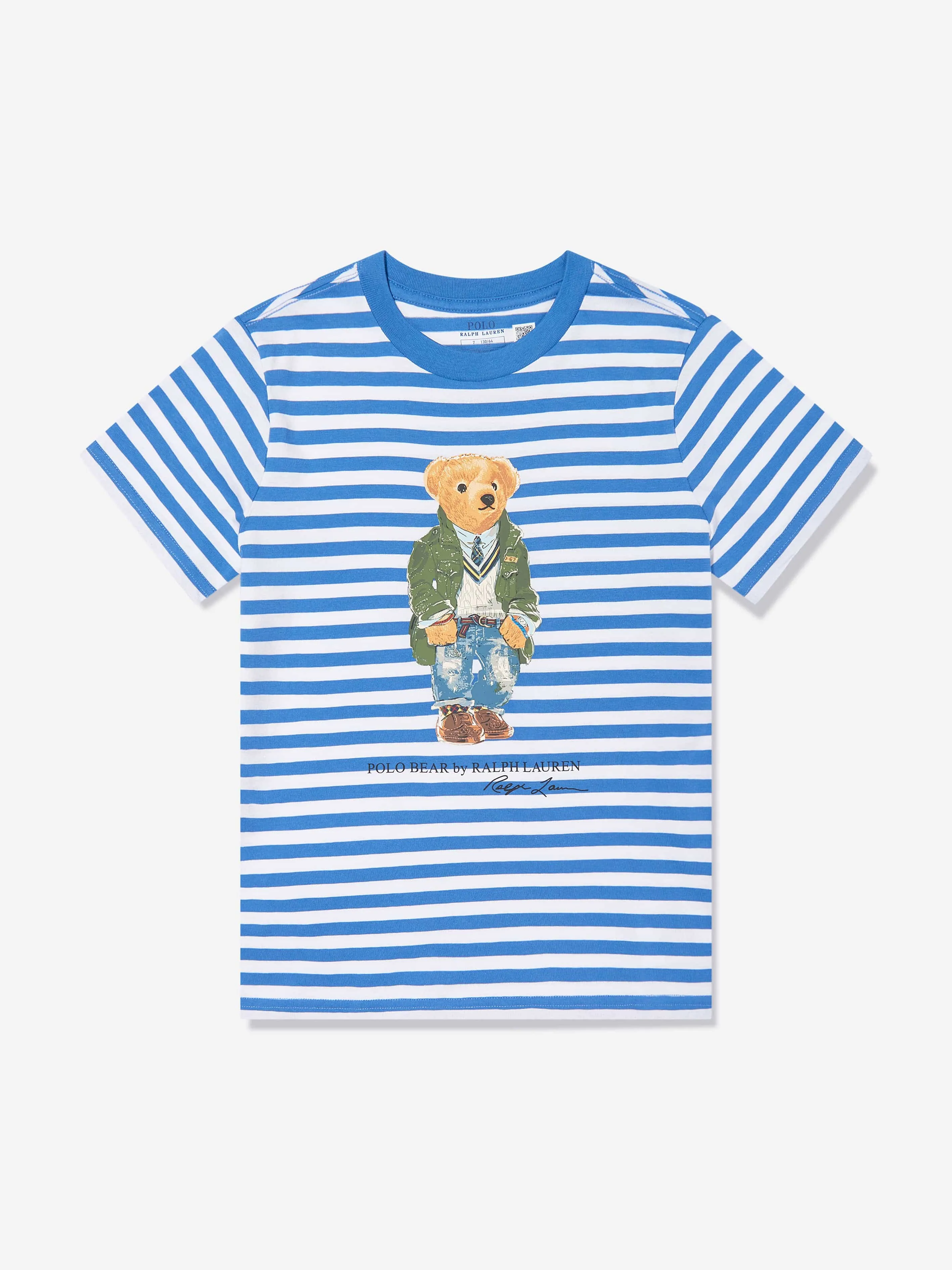 Ralph Lauren Boys Striped Bear T-Shirt in Blue